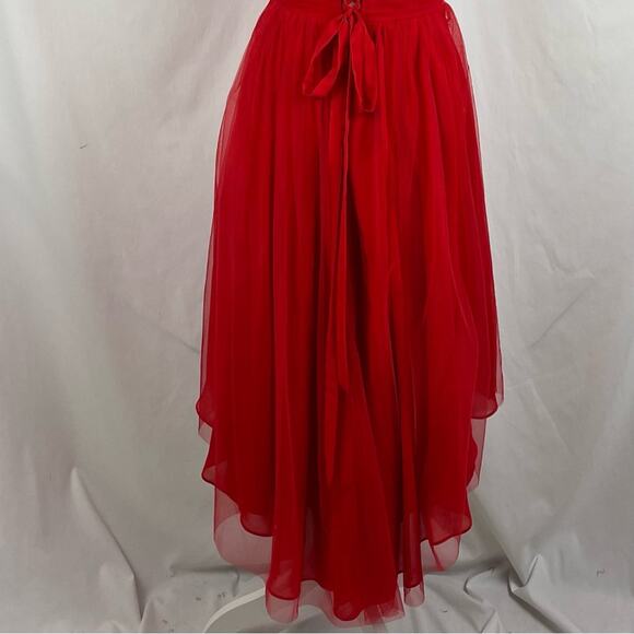 JJ’s House Sheer Red Beaded Evening CastleCore Glam Midi Dress NWOT Size S - Picture 7 of 14